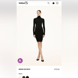 Wolford Merino Black Long Sleeve Turtleneck Dress